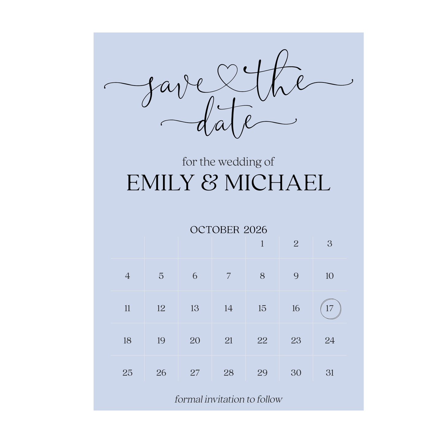 Calendar Save the Date Cards - Blue