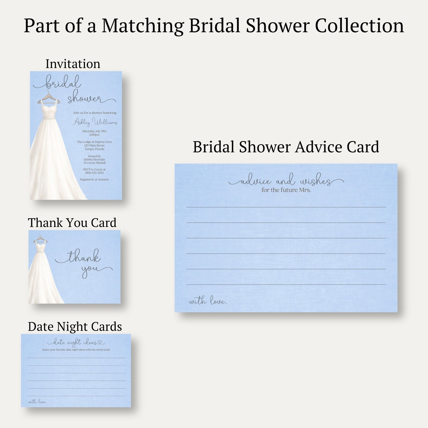 Something Blue Bridal Gown Advice Card