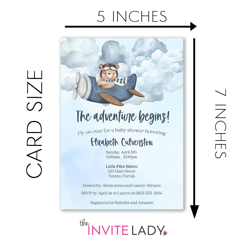 Airplane Adventure Begins Baby Shower Invitation