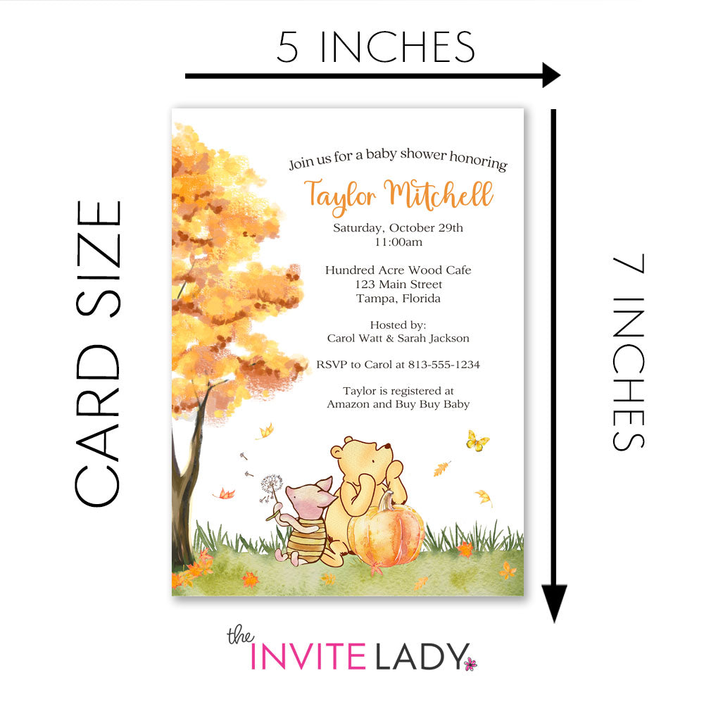 Winnie the Pooh Autumn Baby Shower Invitation