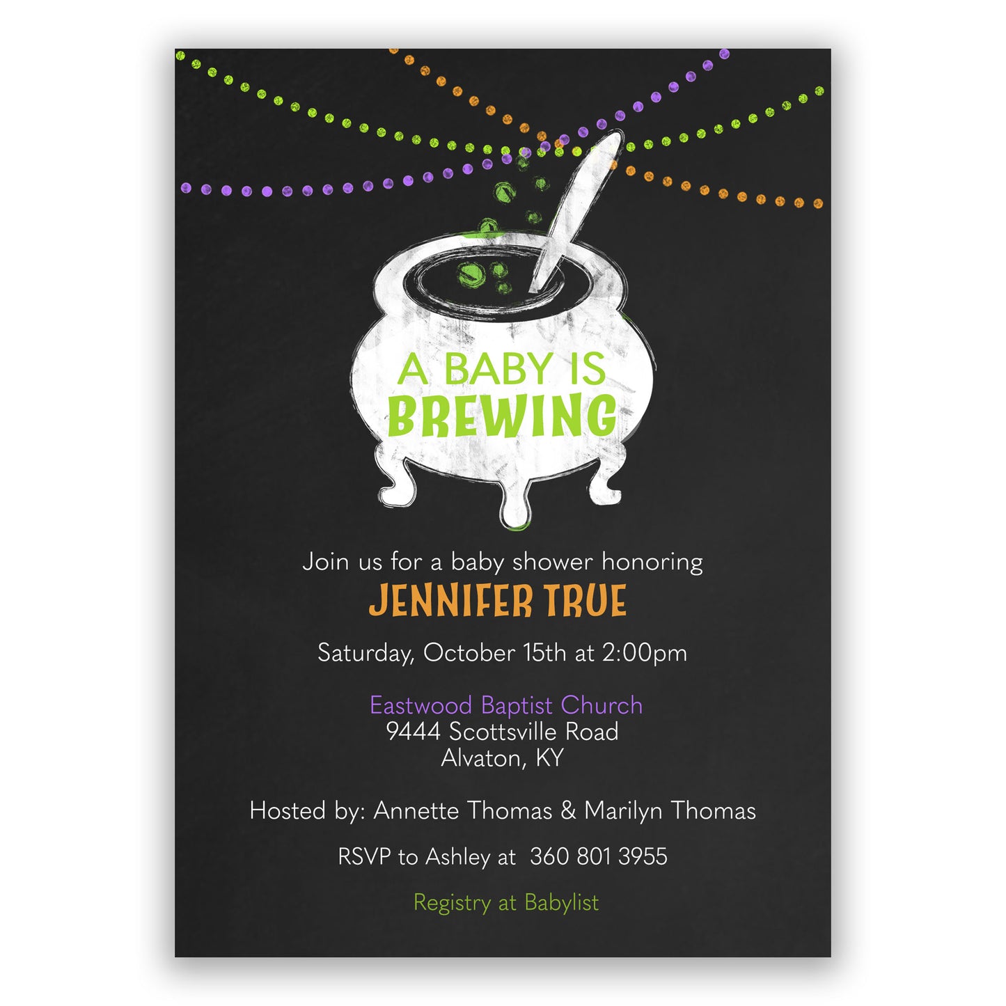 A Baby is Brewing Baby Shower Invitation, Halloween Baby Shower