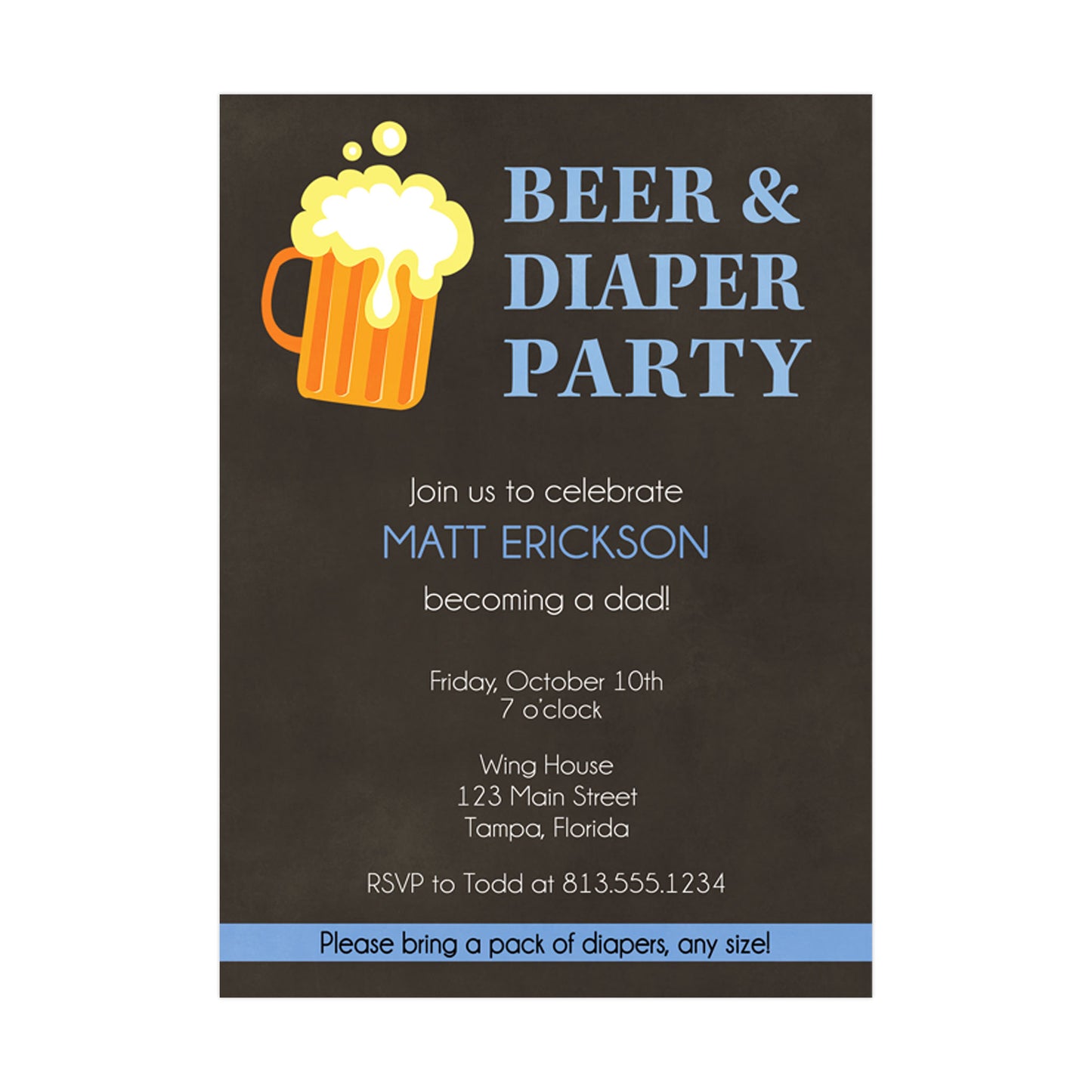 Beer and Diaper Party Invitation