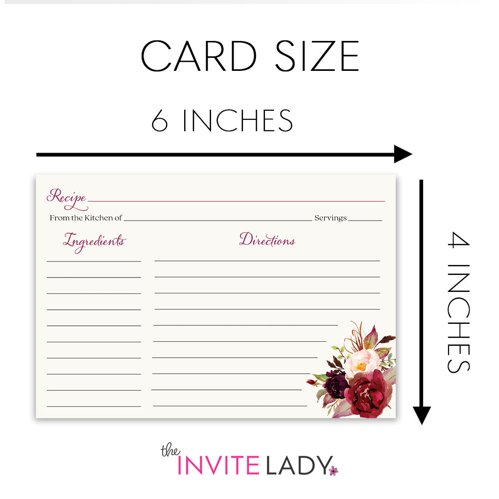 Burgundy Blooms Recipe Cards
