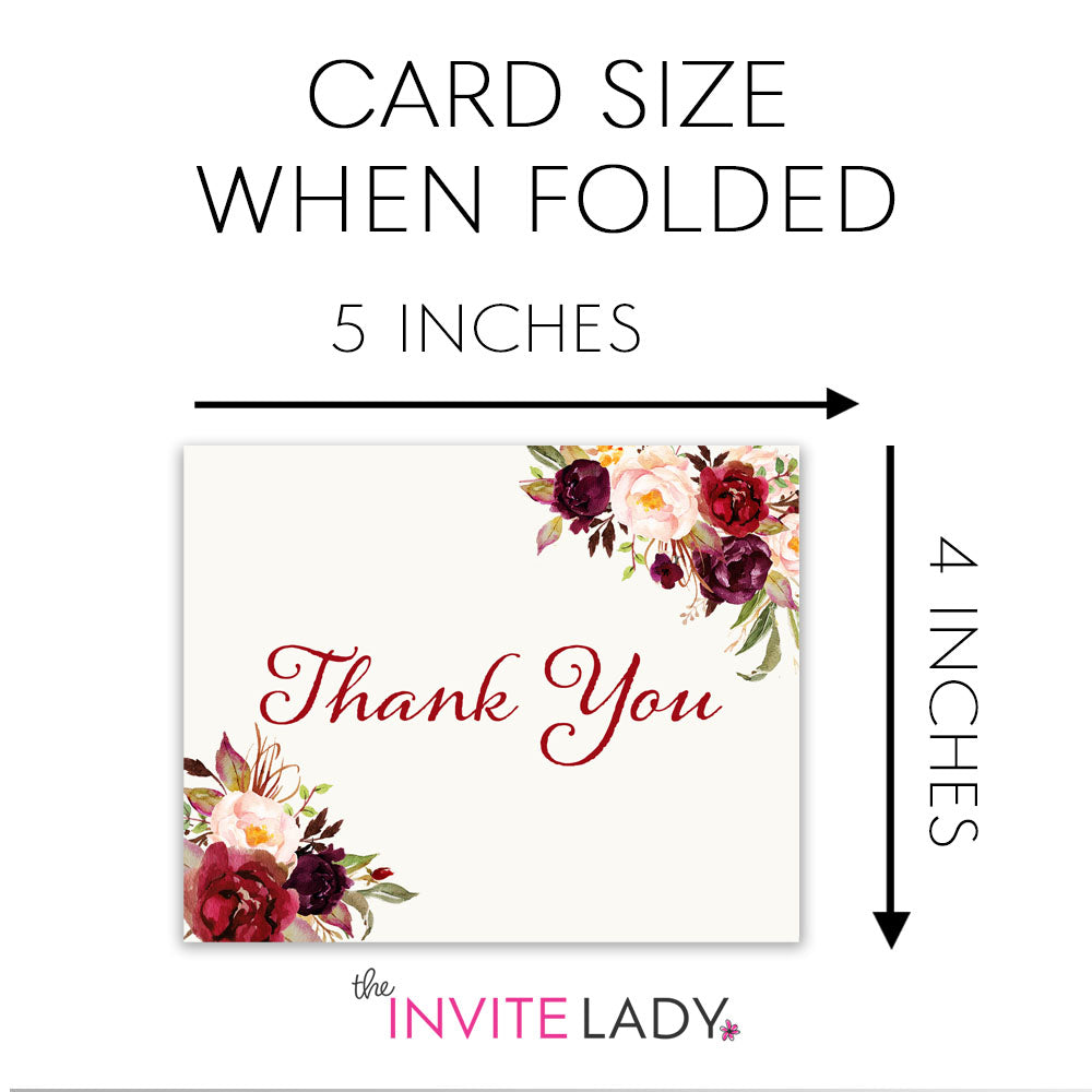 Burgundy Blooms Thank You Card