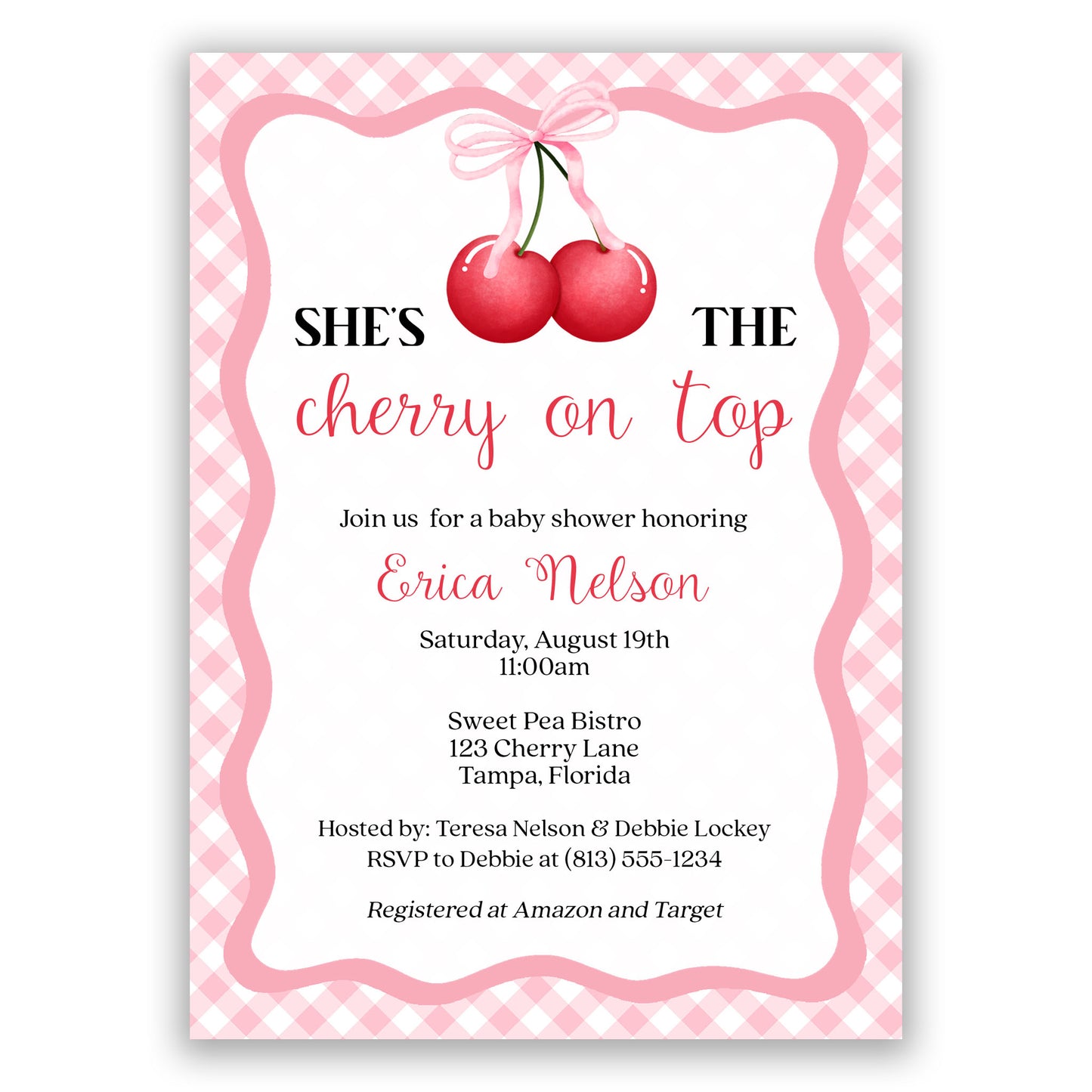 Cherry Themed Baby Shower Invitations