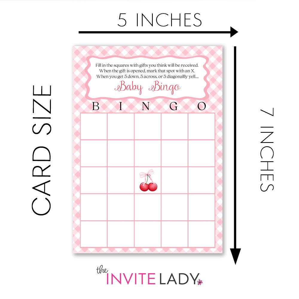 Cherry on Top Baby Shower Bingo Card