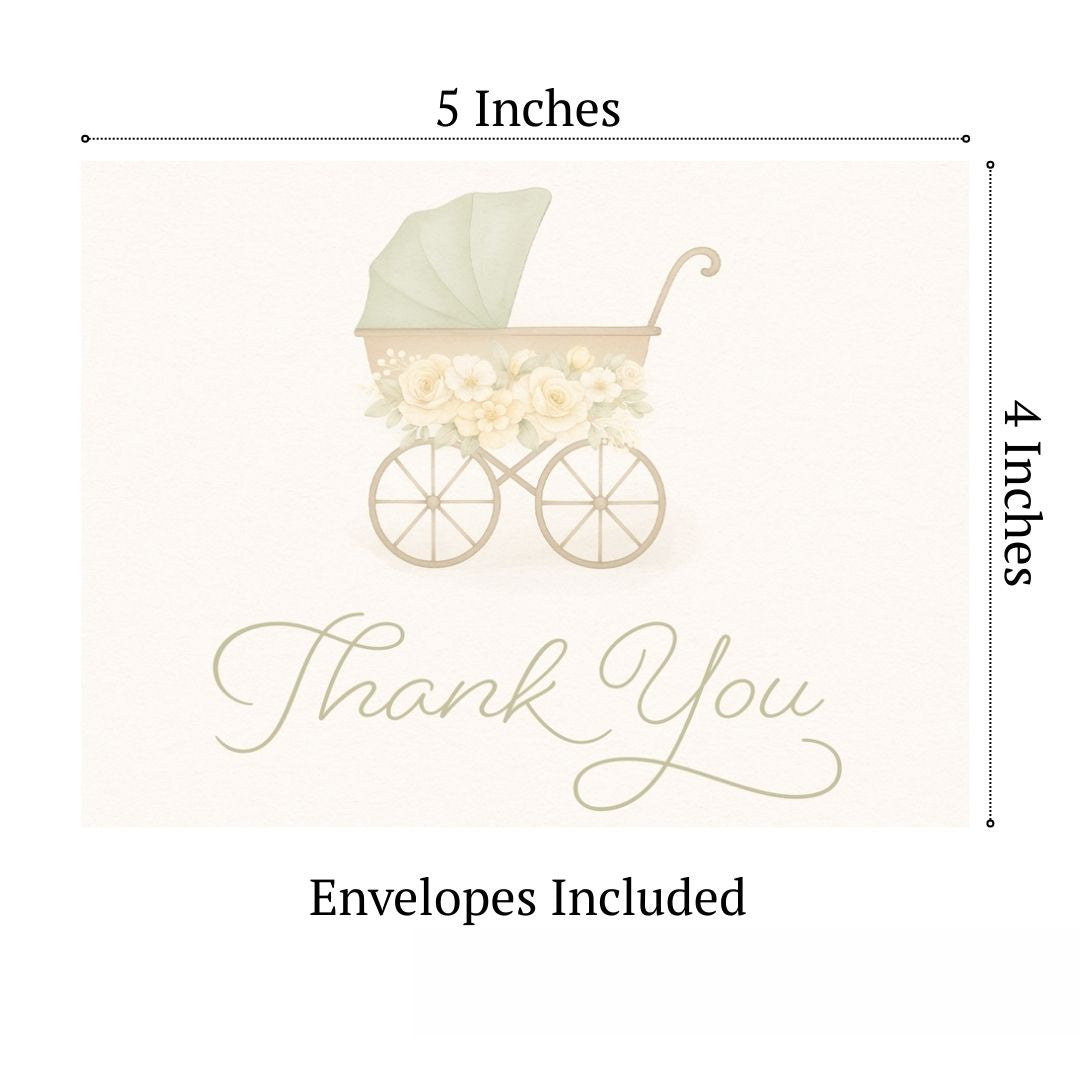 Vintage Sage & Ivory Carriage Thank You Cards