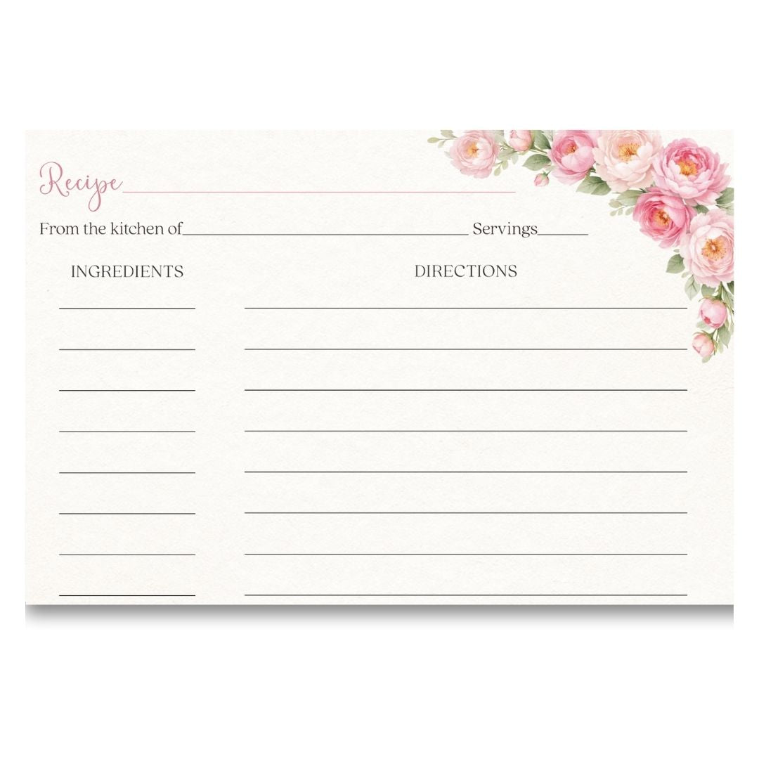 Peonies In Bloom Recipe Cards