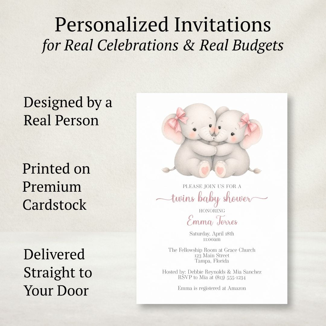 Little Peanut Twin Girl Baby Shower Invitation