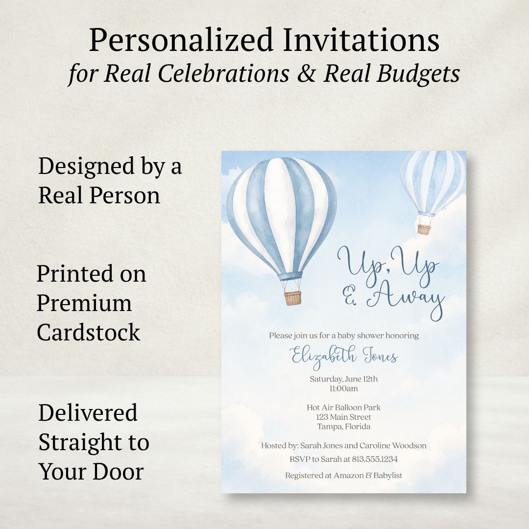 Hot Air Balloon Baby Shower Invitation