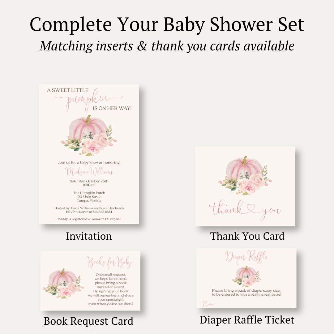 Painted Pumpkin Pink Baby Shower Invitation