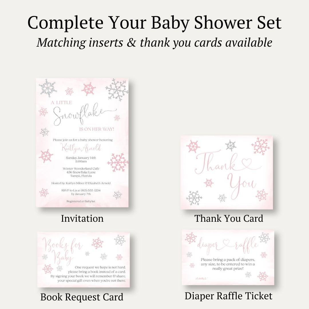 Little Snowflake Pink Baby Shower Invitation