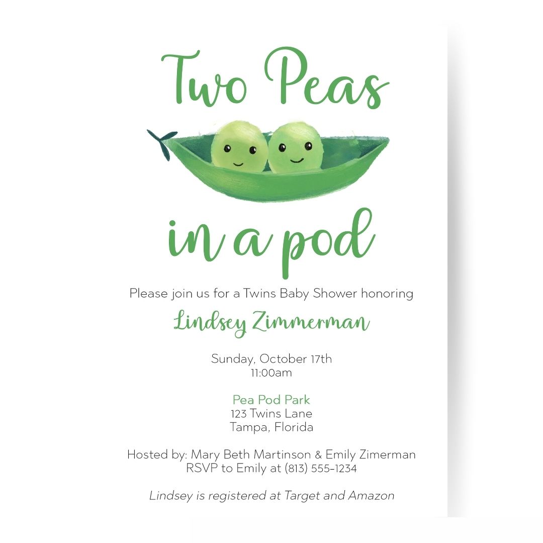 Peas in a Pod Baby Shower Invitation