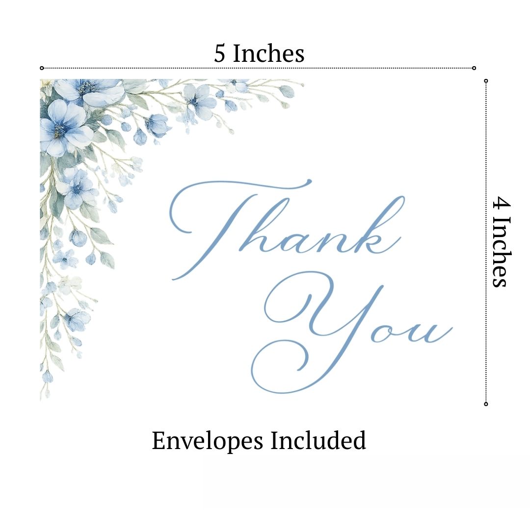 Blooming Corners Something Blue Thank You Cards