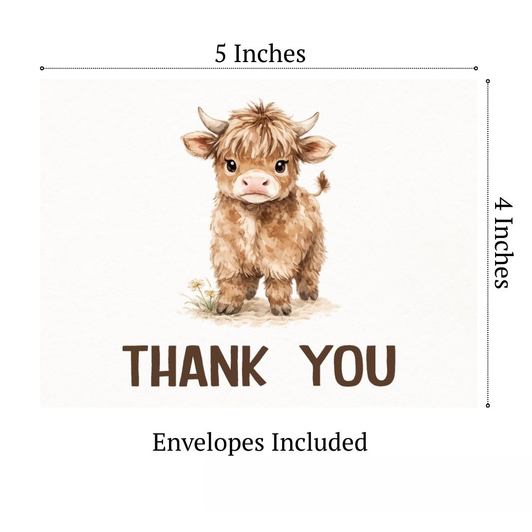 Highland Cow Thank You Cards