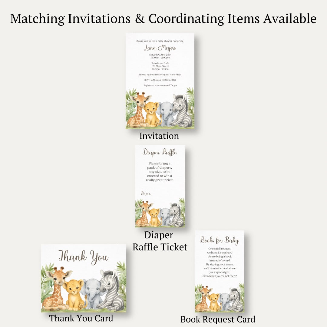 Jungle Safari Diaper Raffle Ticket
