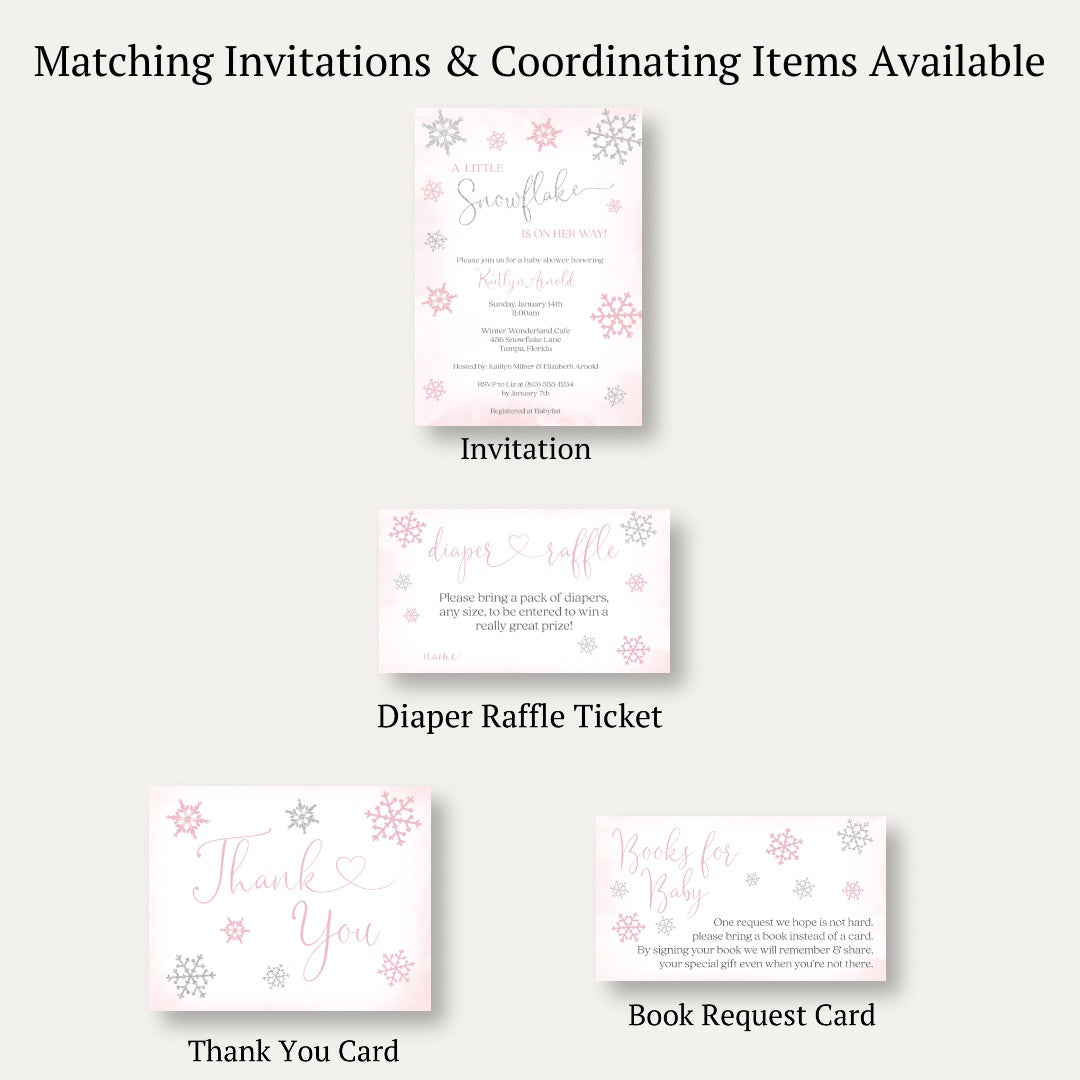 Little Snowflake Pink Diaper Raffle Ticket