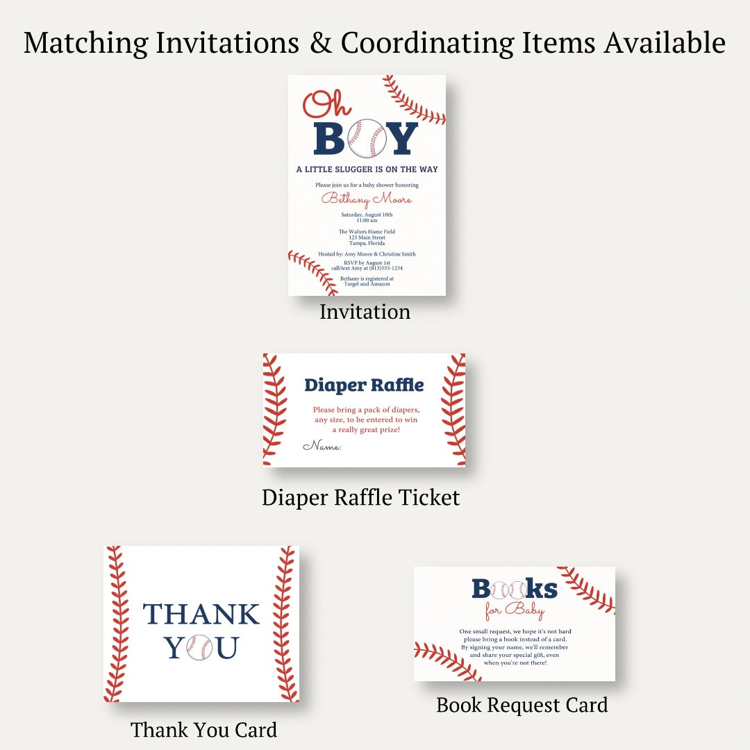 Baseball Baby Diaper Raffle Ticket