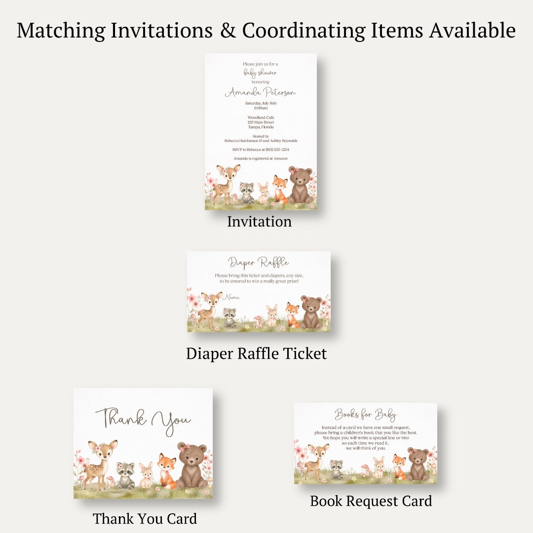 Boho Woodland Diaper Raffle Ticket