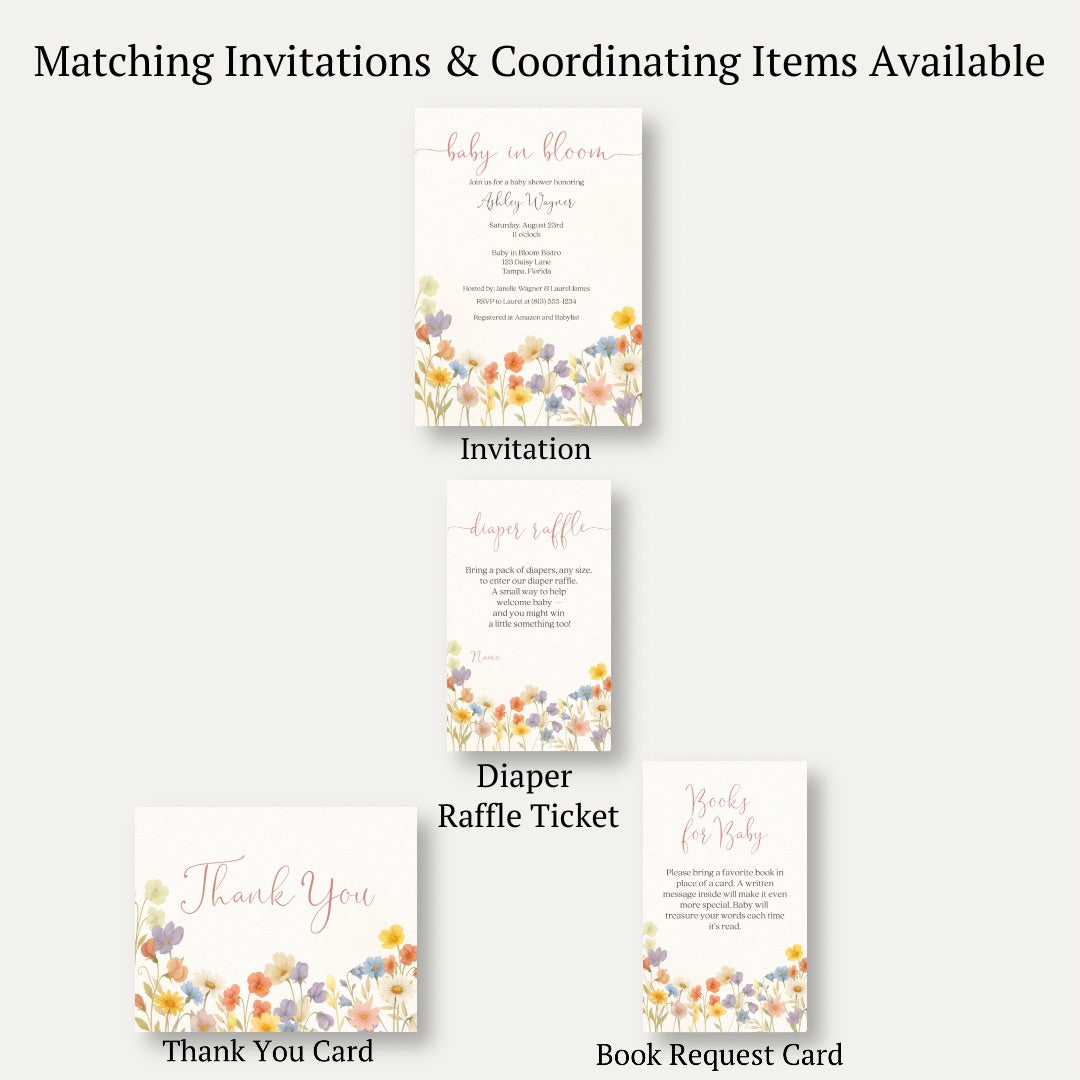 Wildflower Baby Diaper Raffle Ticket