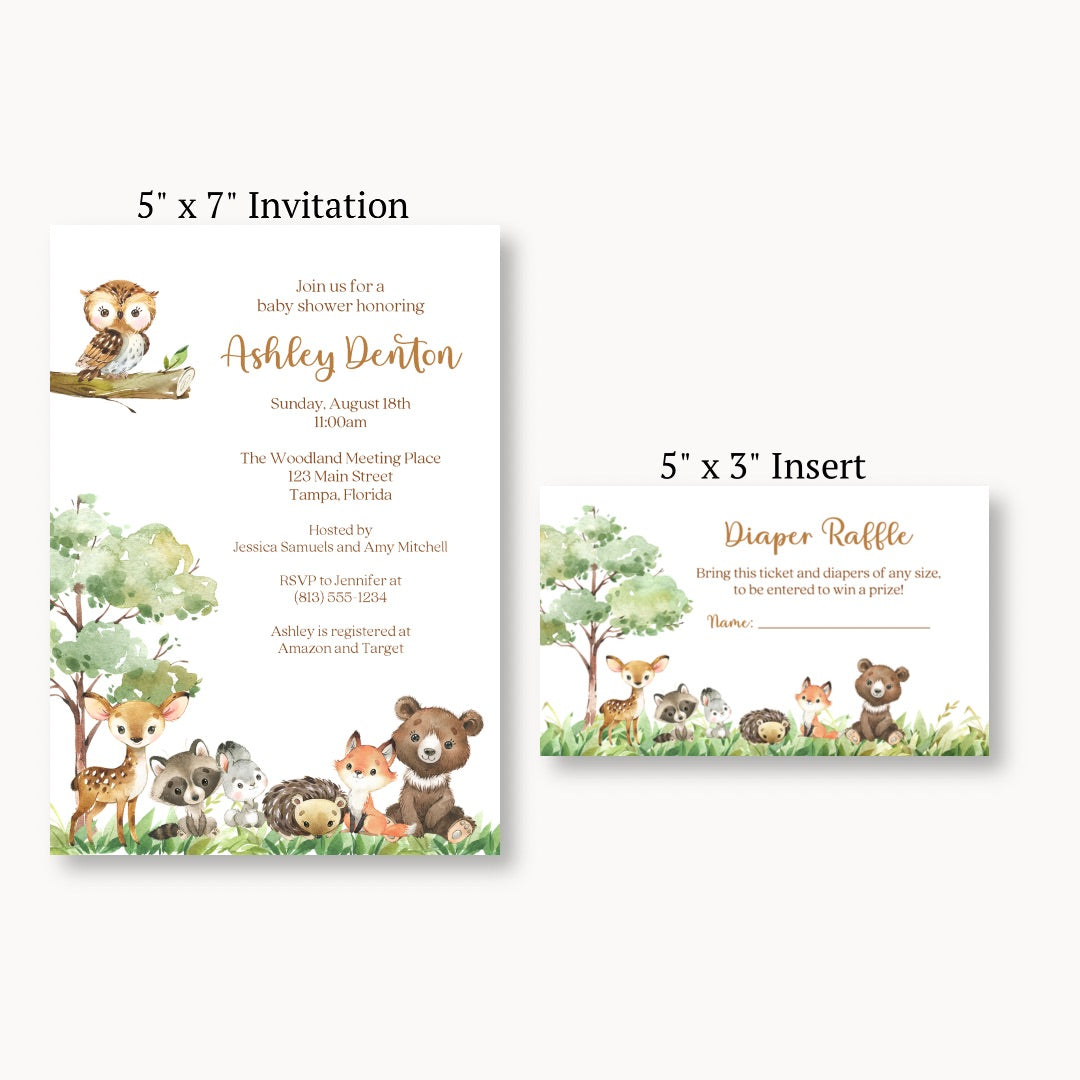 Forest Friends Diaper Raffle Ticket