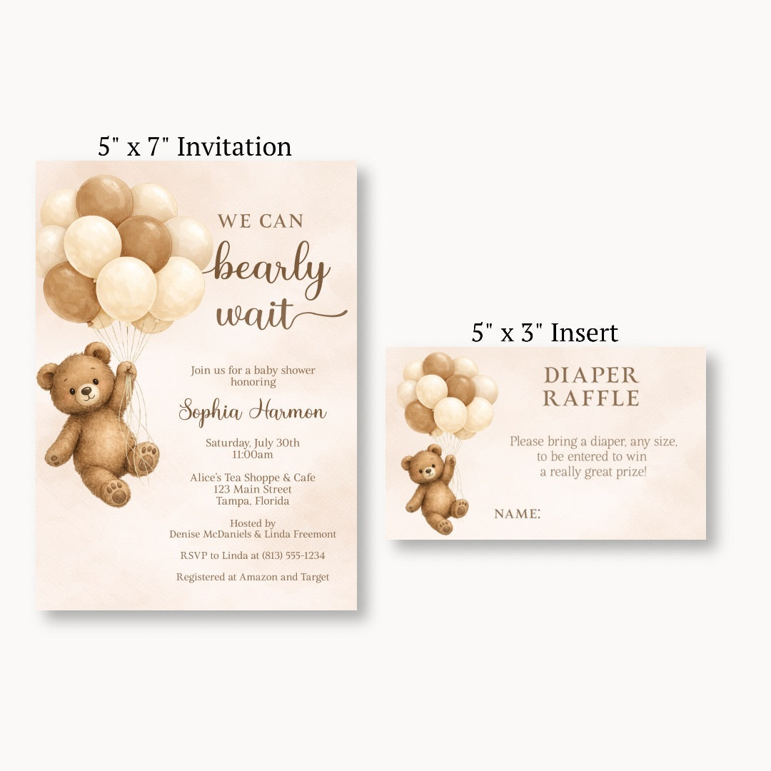 Bearly Wait Brown Diaper Raffle Ticket