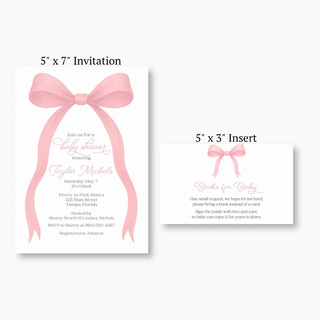 Pink Bow Baby Bring A Book Card