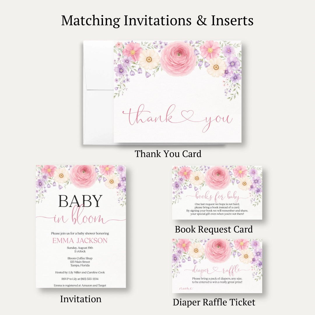 Baby in Bloom Baby Shower Thank You Card