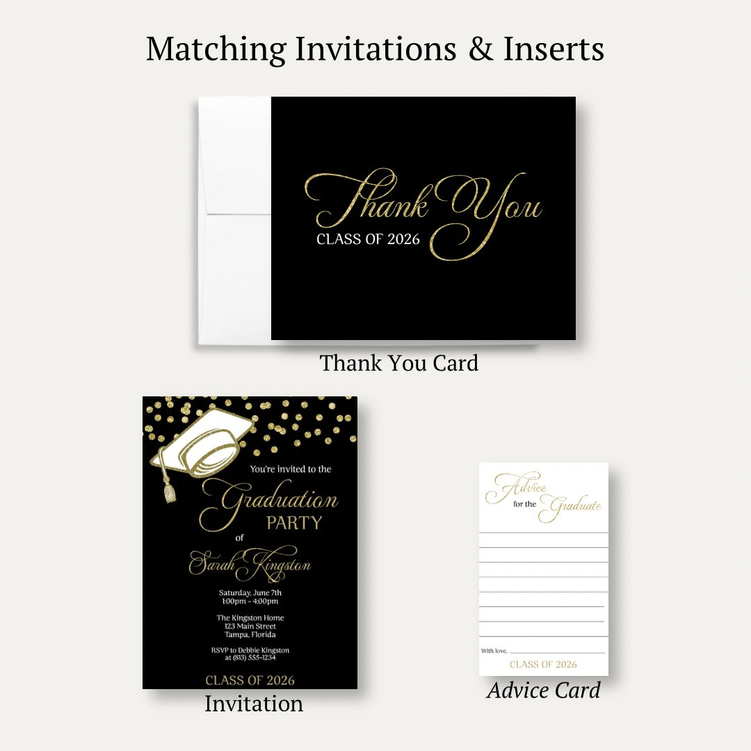 Cap & Confetti Graduation Thank You Card