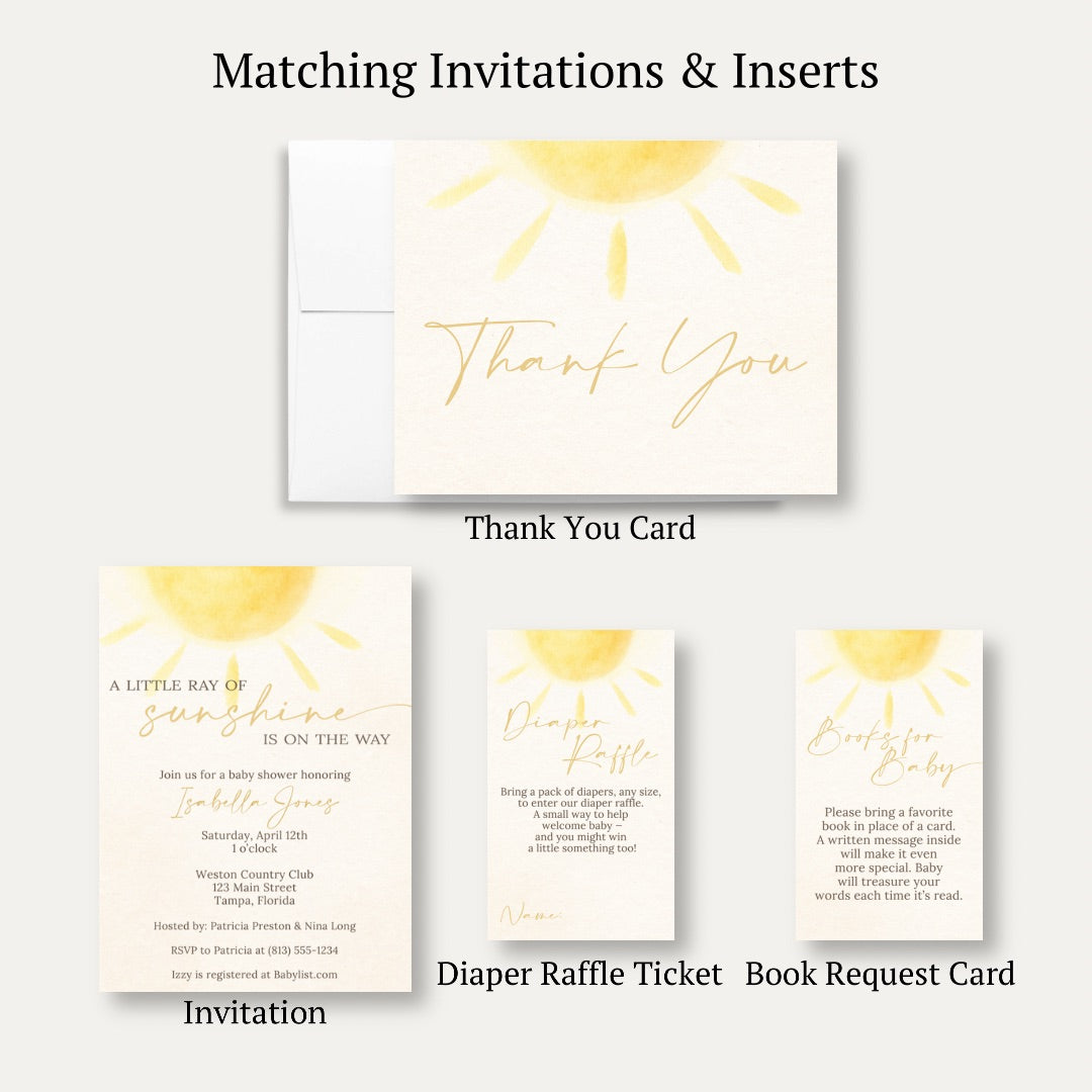 A Little Ray of Sunshine Baby Shower Thank You Card