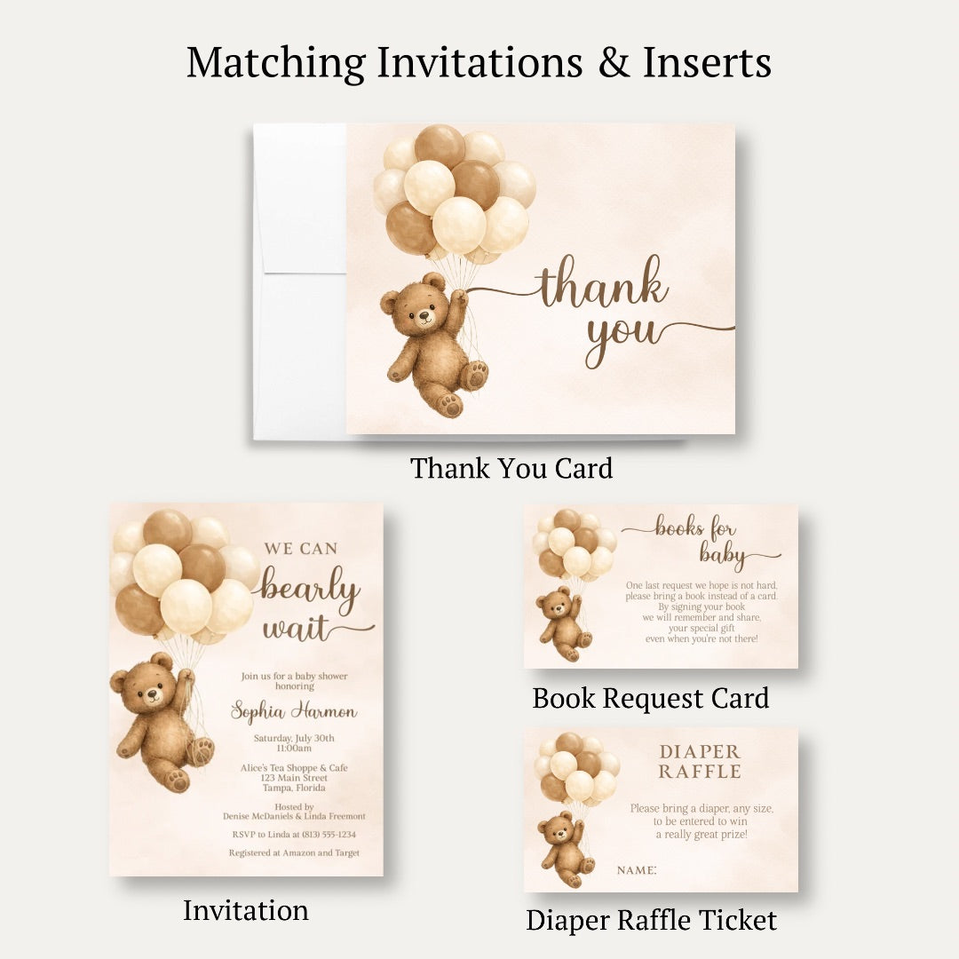 Bearly Wait Brown Baby Shower Thank You Card
