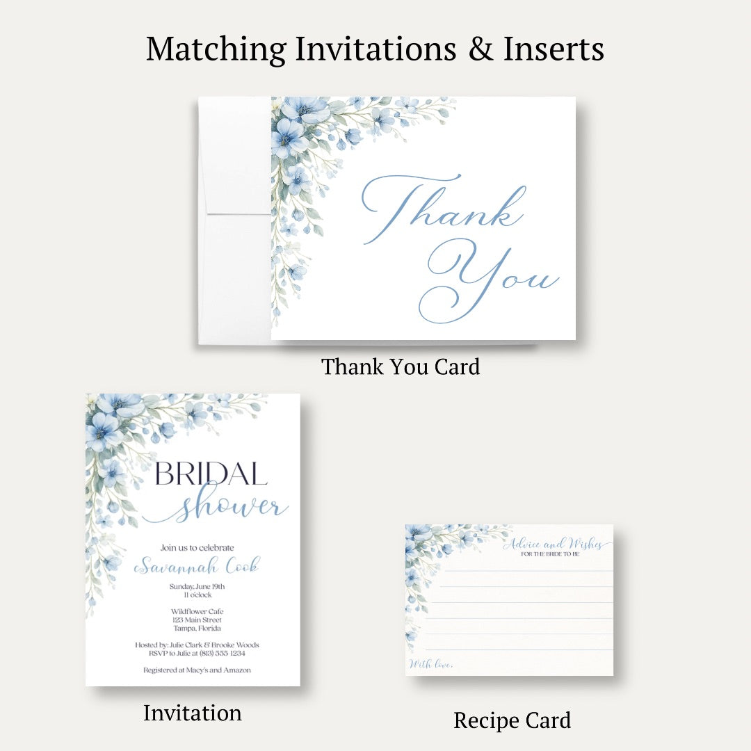 Blooming Corners Something Blue Bridal Shower Thank You Card