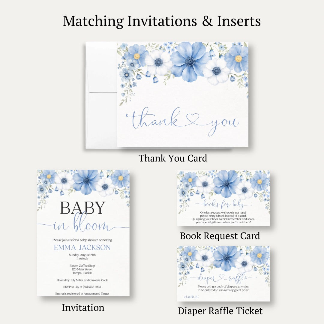 Baby in Bloom Boy Baby Shower Thank You Card