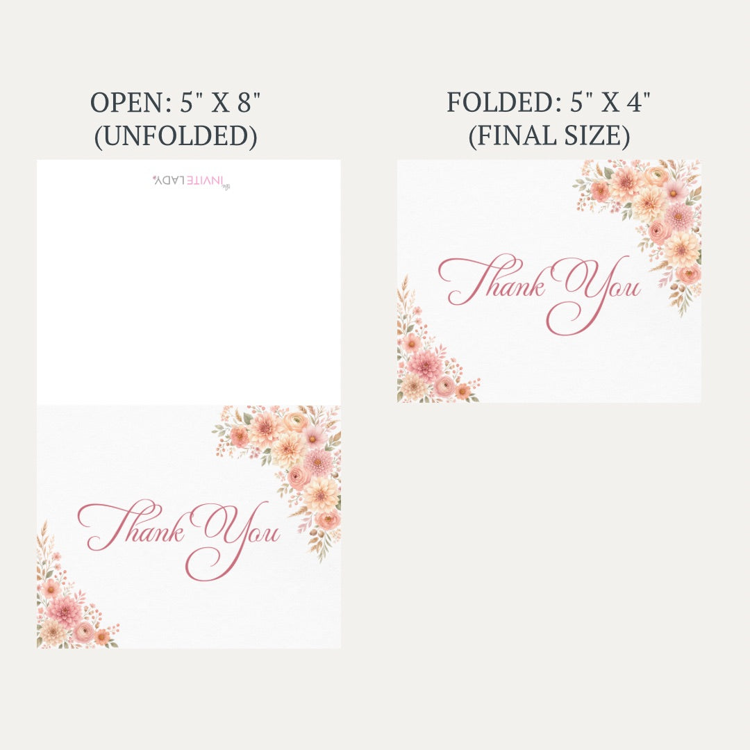 Autumn Baby in Bloom Baby Shower Thank You Card