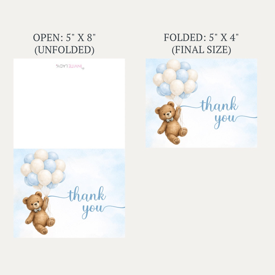 Bearly Wait Blue Baby Shower Thank You Card