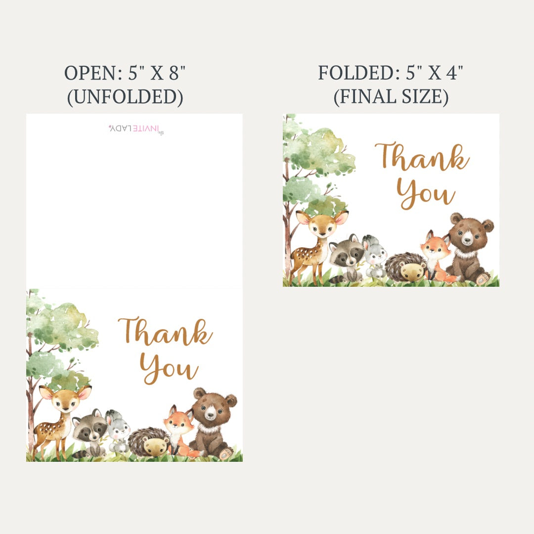 Forest Friends Baby Shower Thank You Card