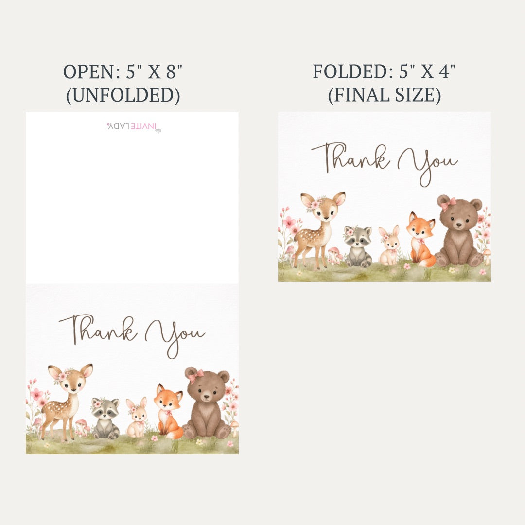 Boho Woodland Baby Shower Thank You Card