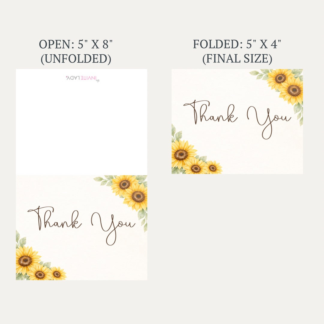 Sunflower Bridal Shower Thank You Card