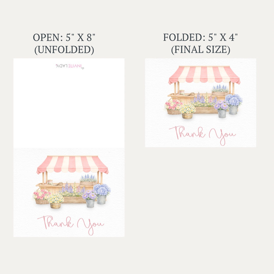 She's Fresh Off the Market Flower Cart Bridal Thank You Cards