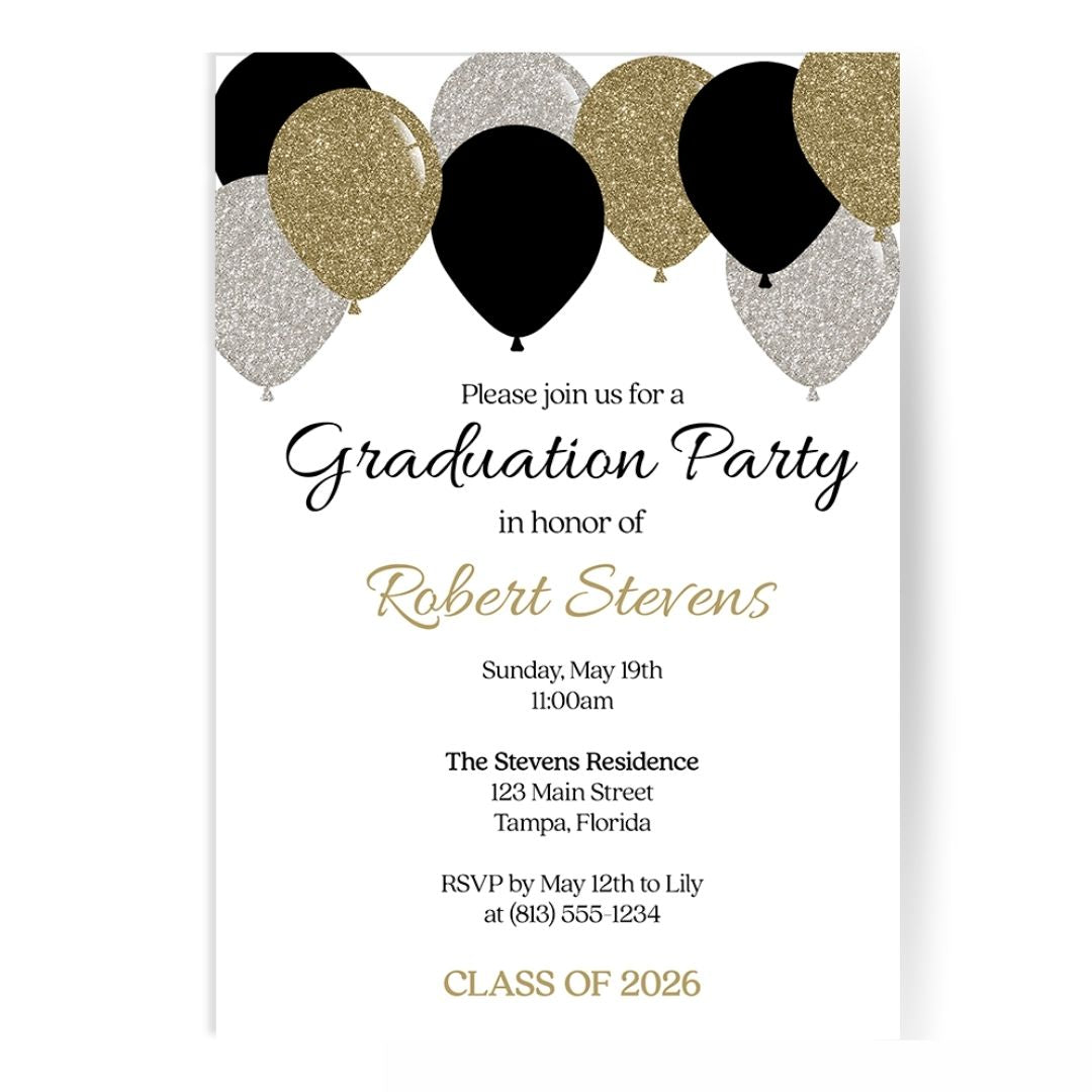 Balloon Graduation Invitation – The Invite Lady