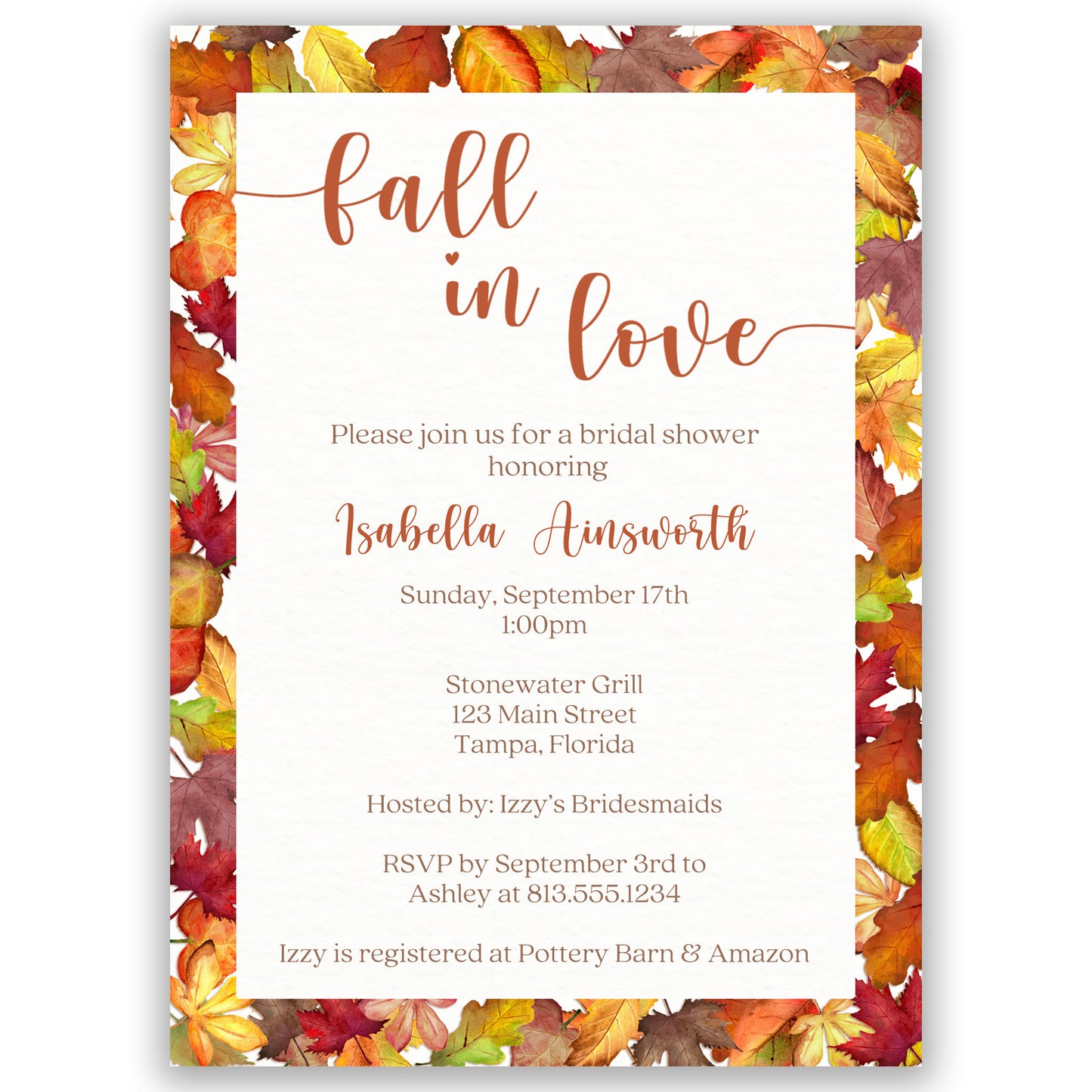 Falling For Autumn Bridal Shower Invitation