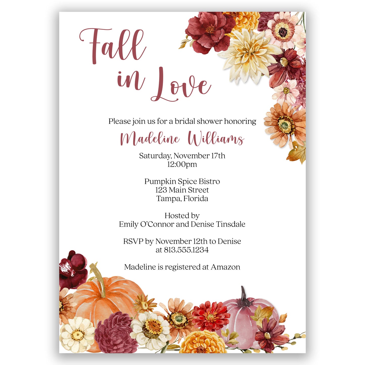 Floral Pumpkin Bridal Shower Invitation