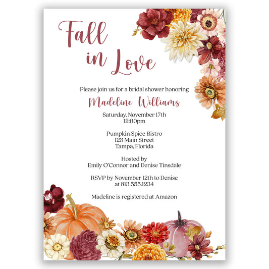 Floral Pumpkin Bridal Shower Invitation