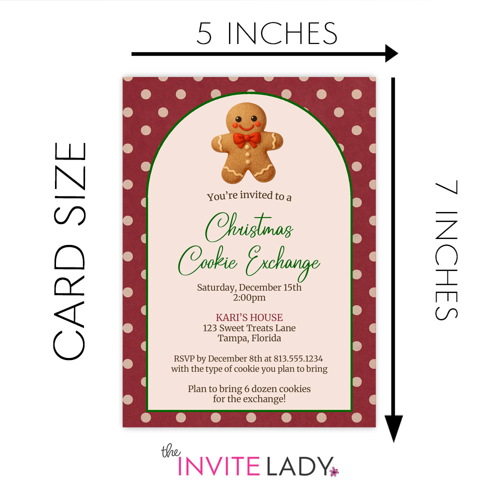 Polka Dot Christmas Cookie Exchange Invitation
