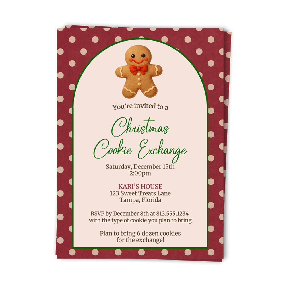 Polka Dot Christmas Cookie Exchange Invitation