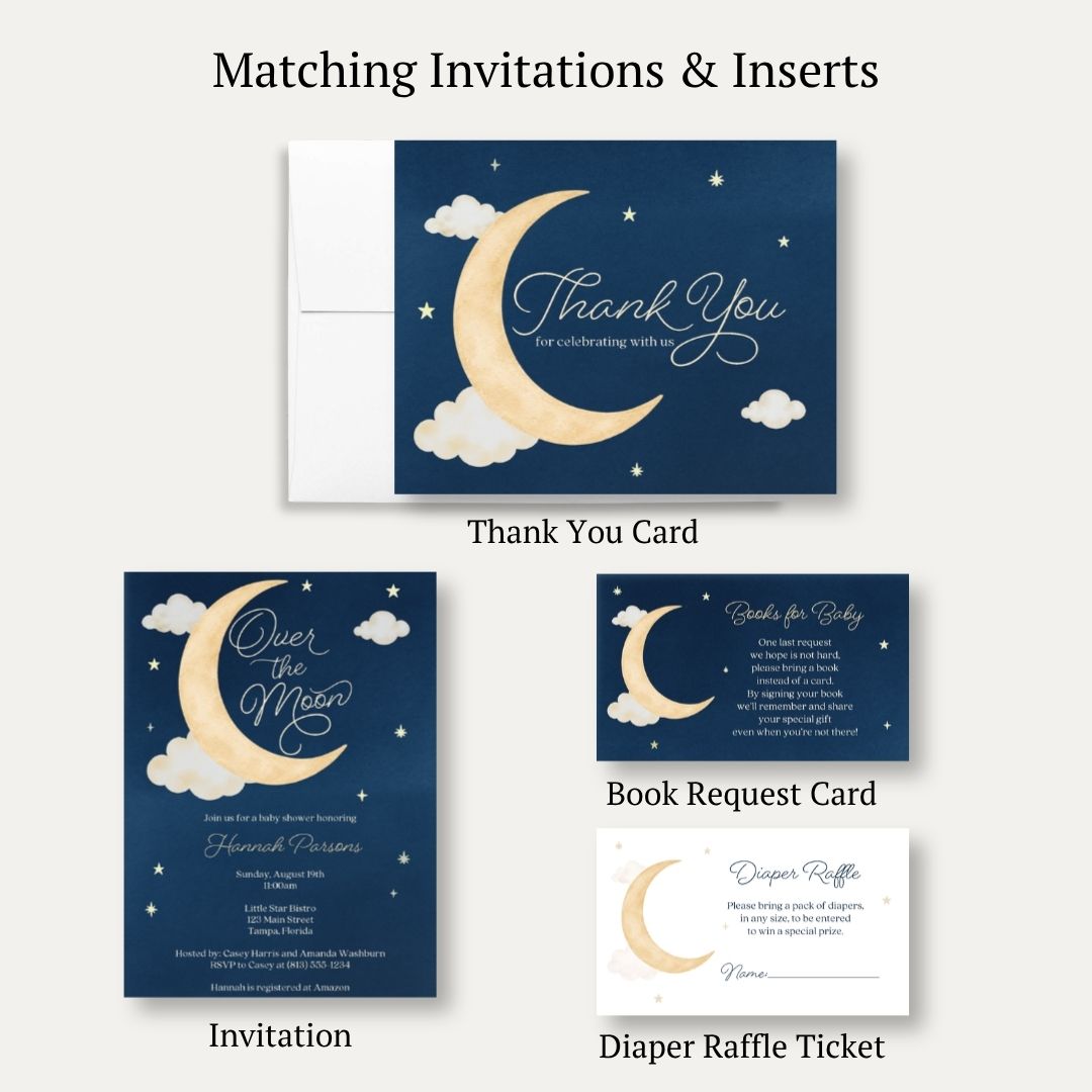 Over the Moon Baby Shower Thank You Card