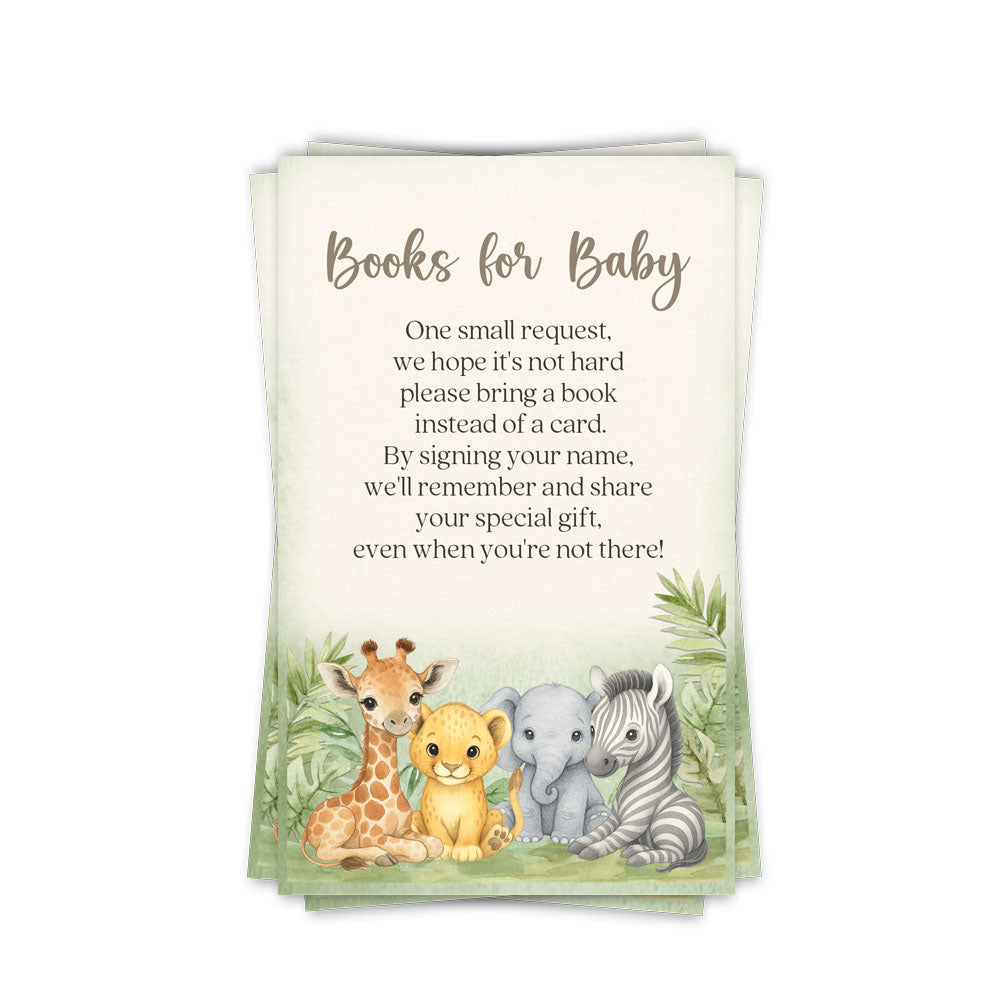 Watercolor Safari Bring a Book Card