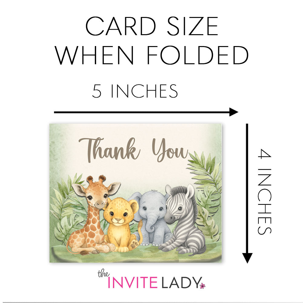 Watercolor Safari Animals Thank You Card