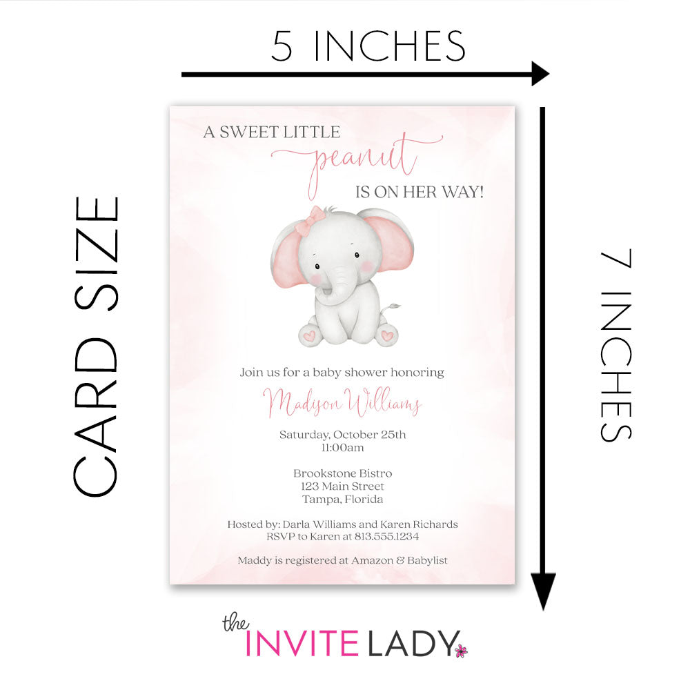 Watercolor Elephant Baby Shower Invitation