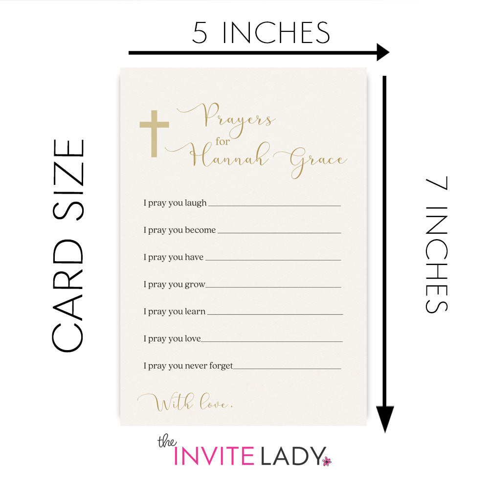 Minimalist Baptism Prayer Cards with Cross – Modern Faith-Inspired Style